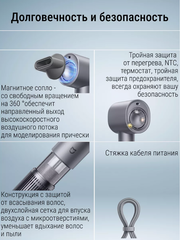 Фен для волос Mijia H701 с функцией ионизации и высокой скоростью, серый, CN