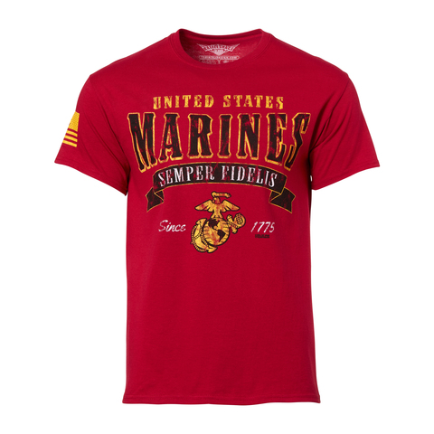 7.62 Design T Shirt USMC Arched Semper Fi scarlet