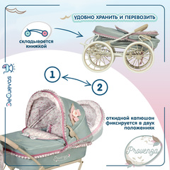 DeCuevas Коляска для кукол с сумкой и зонтиком, 81 см, серия Прованс, складная (81045)