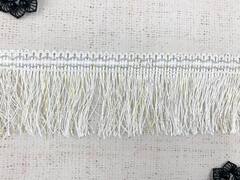 Тесьма люрекс с бахромой, ш. 8 см, молочный с золотом