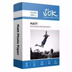 Фотобумага S'OK матовая, формат 10x15, плотность 200г/м2, 50 листов