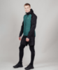 Премиальный костюм для лыж и зимнего бега Nordski Hybrid Hood Warm 2.0 Black-Alpine Green