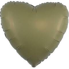 Шар (18''/46 см) Сердце, Оливковый, Матовый