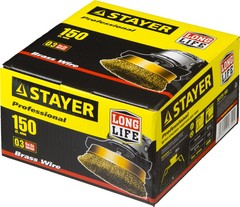 STAYER 150 мм, витая стальная латунированная проволока 0.3 мм, чашечная щетка-крацовка для УШМ, Professional (35125-150)