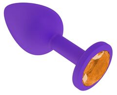Фиолетовая силиконовая пробка с оранжевым кристаллом - 7,3 см. - 
