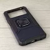 Противоударный чехол Strong Armour Case с кольцом для Poco M4 Pro (Синий)