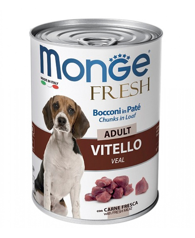 Monge Dog Fresh Chunks in Loaf консервы для собак мясной рулет телятина 400г
