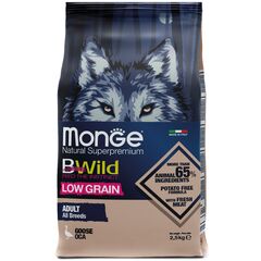 Monge Dog BWild LOW GRAIN Монж низкозерновой корм из мяса гуся для взрослых собак всех пород