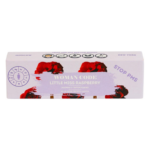 Батончики WOMAN CODE Little Miss Raspberry Box, без сахара, 7шт х 45 г
