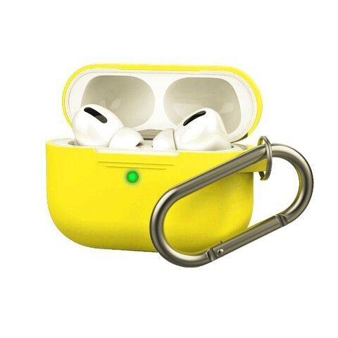 Силиконовый чехол Hang Silicon case LE с карабином для AirPods Pro (Желтый / yellow)