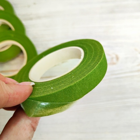 Тейп лента флористическая Светло - зеленая 12мм*27м (10шт)