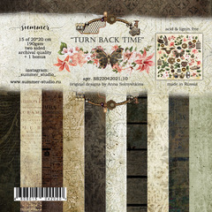 Набор фоновой бумаги "Turn back time" 190гр, 20*20см, 15 листов +1 бонусный фон, SS22042021-10