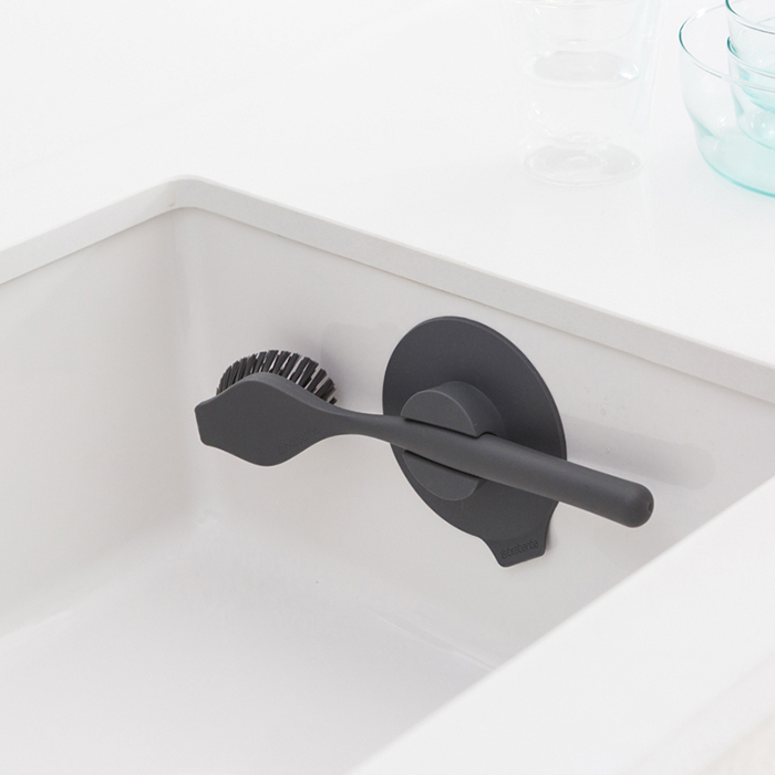 Щетка для мытья посуды с держателем на присоске,  Темно-серый, арт. 117589 - фото 1