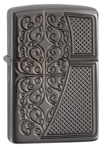 Зажигалка Zippo Armor с покрытием Black Ice, латунь/сталь,чёрная, глянцевая, 36x12x56 мм