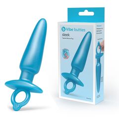 Голубая анальная пробка с кольцом Sleek Tapered Silicone Plug - 15 см. - 