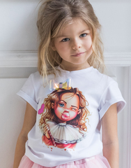 BUBBLE GUM PRINCESS T-shirt with 4 Velcro: Crown, Bow, Lollipop, Heart or Star