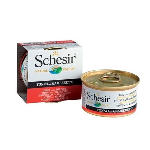 Schesir консервы для кошек тунец с креветками 85г