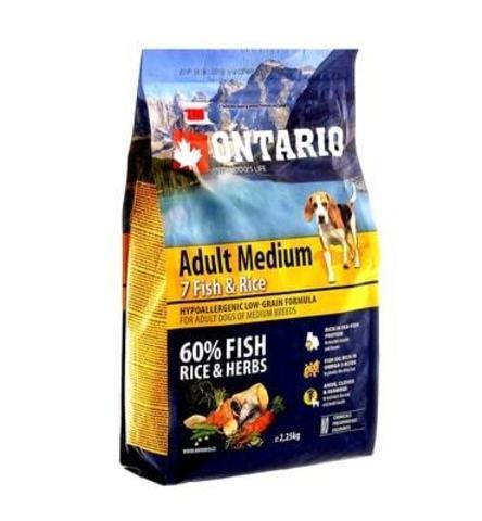 Купить Ontario Adult Medium Fish & Rice для собак