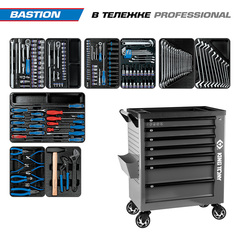 KING TONY (9G38-100MRG) Набор инструментов 204 предмета, "BASTION", в серой тележке