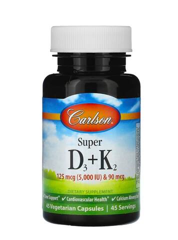 Carlson Super D3 + K2,45 вегетарианских капсул