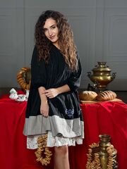 Елена Прекрасная. Платье льняное черное с вышивкой PL-422569