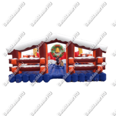 Надувной аттракцион Родео, олень+батут, "Рождественский", 5*5*3 м