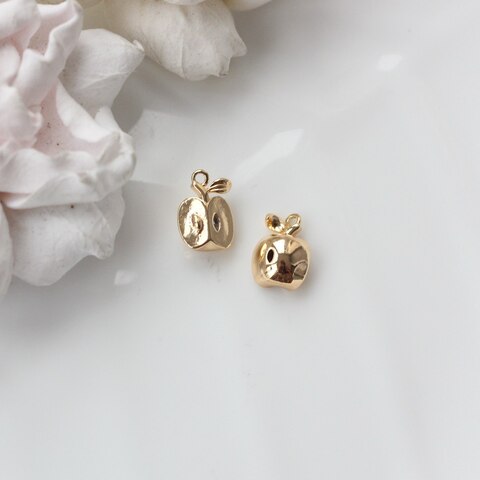 Подвеска Яблоко с фианитом 13*9 мм, позолота, П045