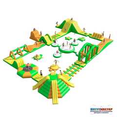 Коммерческий надувной аквапарк «Весёлые острова» высокими горками 27,5×20×5 м