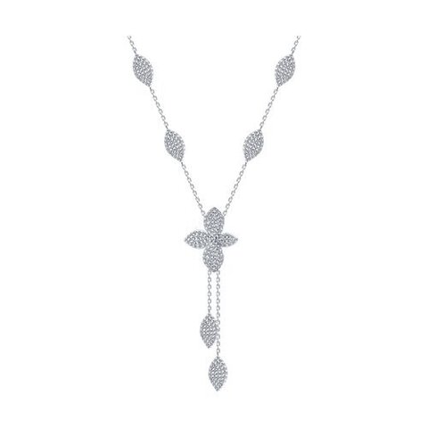 94071367- Колье ЛЕПЕСТКИ из серебра 925 пробы с фианитами