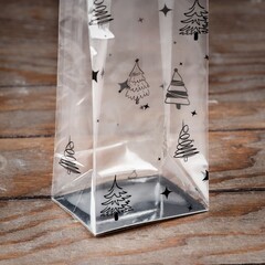 Пакет с жестким дном, Елочки, Прозрачный, 8*6*30 см (Д*Ш*В), 5 шт.