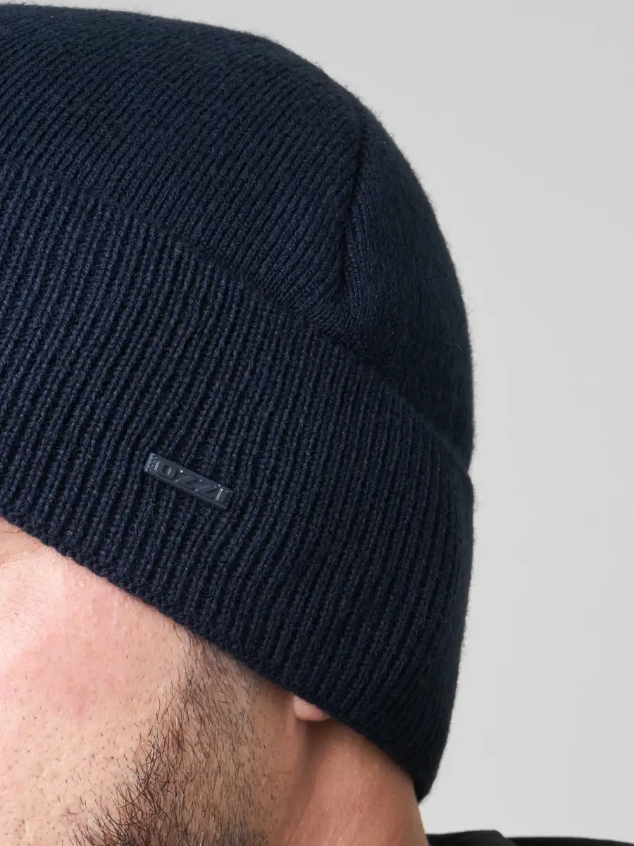 Шапка мужская зимняя шерстяная вязаная с отворотом
