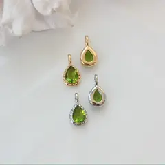 Подвеска Капля с зелёным фианитом, 15*8 мм, родий, П426