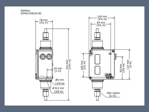 Реле дифференциального давления RT266AL Danfoss 017D008166