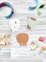 Рукавички-антицарапки Mjölk Submarines/Ночное небо/Camel, сет из 3х пар