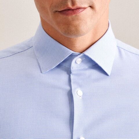 Сорочка мужская Seidensticker Shaped Fit 01.841960-13 синяя в клеточку Пепита