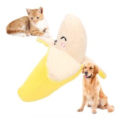 Игрушка для собак Бананчик с пищалкой и шелестящими листиками 13 см
