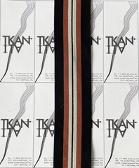 Резинка эластичная (тесьма) (80%пэ/15%вискоза/5%спандекс, Черный фон/яркая кирпичная и бежевая полосы, 50)