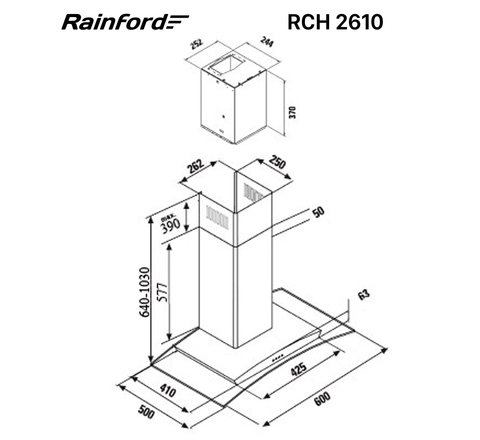 Купольная вытяжка RAINFORD RCH-2610 Inox glass