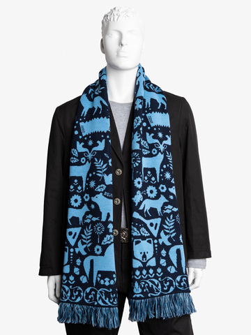 Winter Evening - blue tones No. 3.2 (Fringed Scarf)