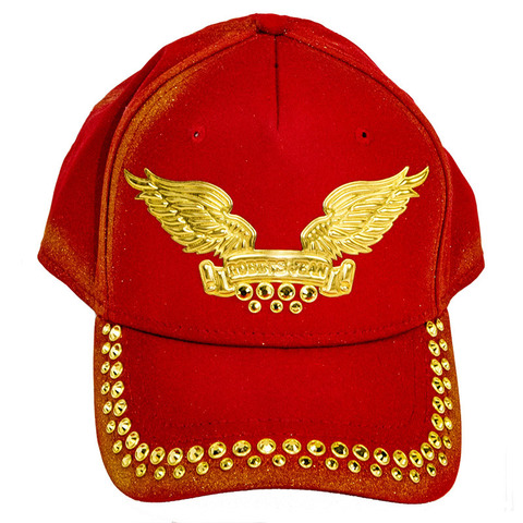 Robin&#39;s Jean | Бейсболка мужская GOLD DUST CAP IN RED WITH GOLD WINGS AND CRYSTALS CAP1048G-B765-5 перед