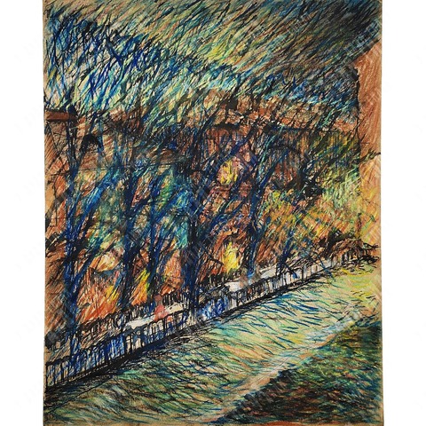 Алексеев Д.(?) Бульвар. Смешанная техника. 1990-е гг.