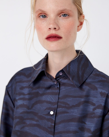 Рубашка из шелка Стелла Маккартни черный/синий