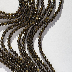 Золотой обсидиан, бусины в форме шара, 3,3мм, микроогранка