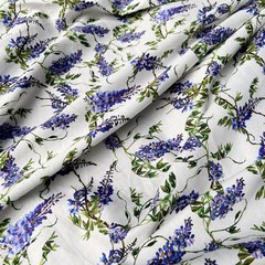 хлопок белый с сиреневыми цветами фото