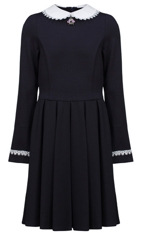Синее школьное платье с длинным рукавом AMADEO