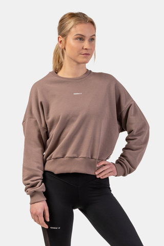 Свитшот женский Nebbia 420 Loose Fit Sweatshirt “Feeling Good” Brown