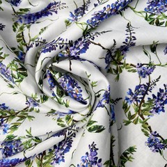 хлопок итальянский белый с глициниями фото