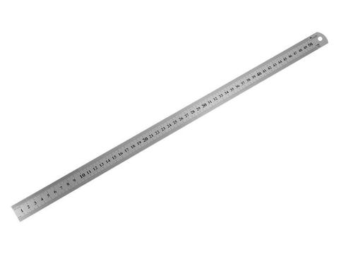 РемоКолор 15-6-050 Линейка металлическая нерж. сталь, 2 метрич. шкалы в см (сверху и снизу), отверстие , 500мм, (шт.)