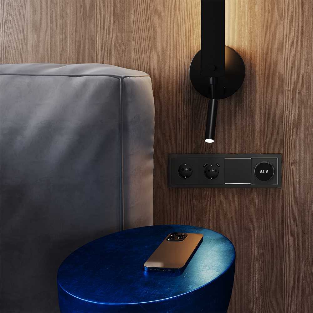 Рамка стеклянная Voltum S70 на 4 поста, (титан, стекло) VLS110406