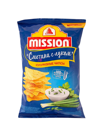 Чипсы MISSION кукурузные сметана с луком 90гр